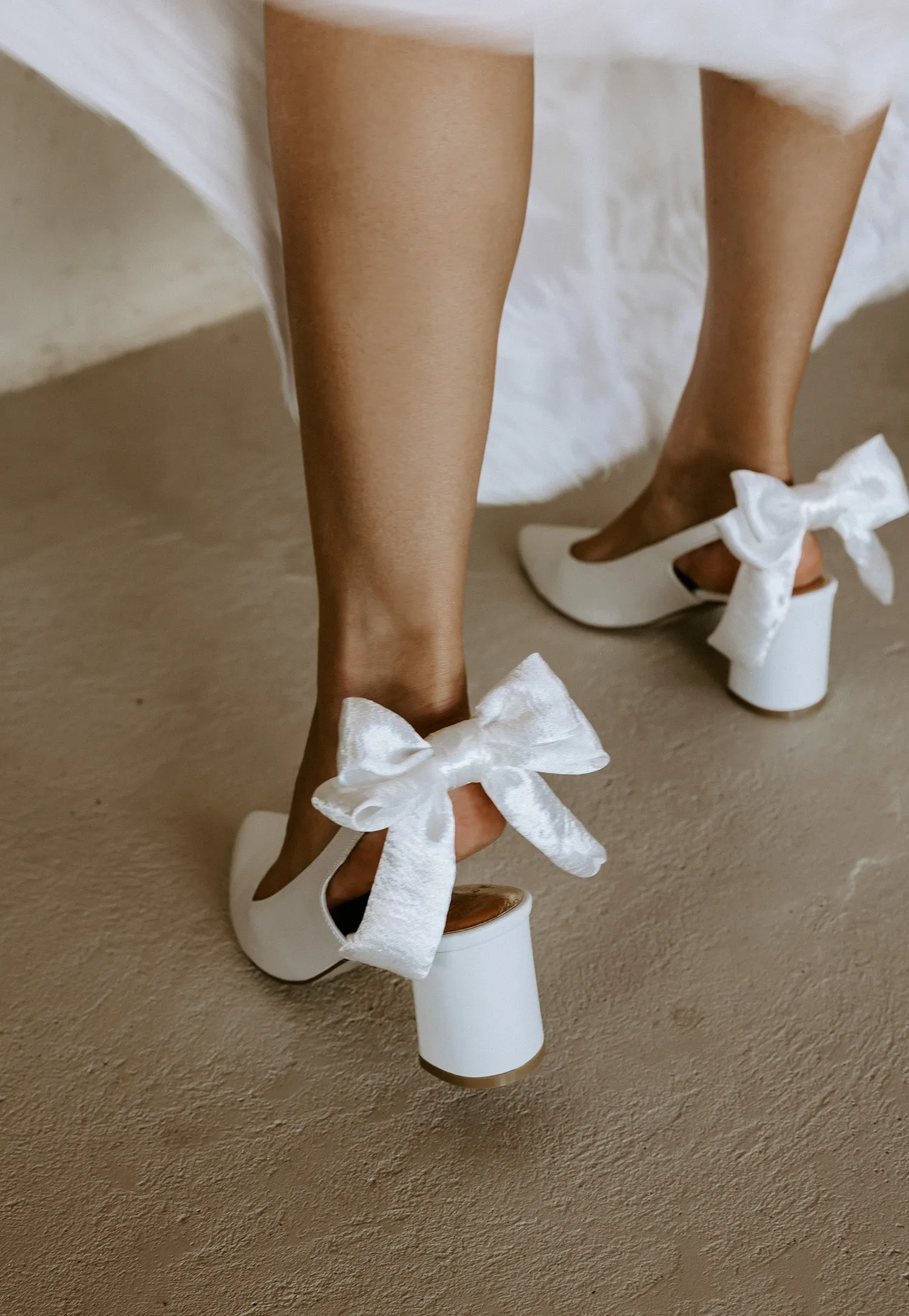 GARDENIA - CLOSED TOE SATIN BRIDAL HEELS