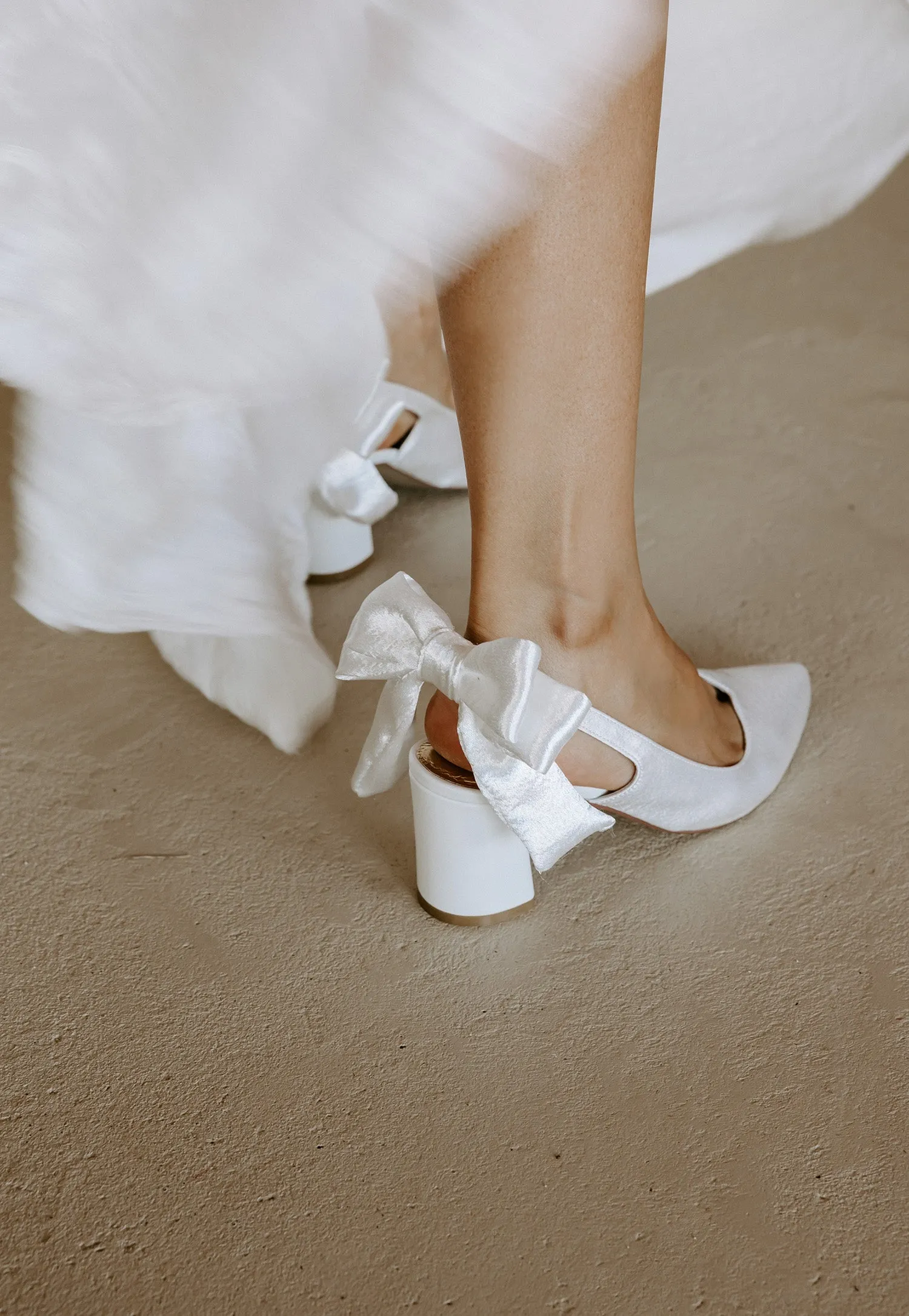 GARDENIA - CLOSED TOE SATIN BRIDAL HEELS