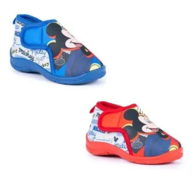 Girls Boys Disney Bedroom Slippers Red Blue Childs childrens Mickey Mouse II