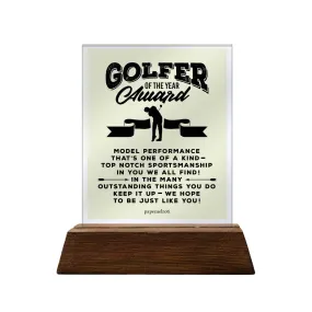 Golfer of the Year Award Glass Plaque