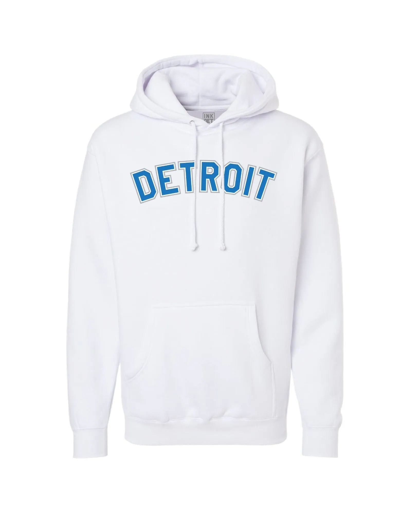 Ink Detroit -  Honolulu blue and silver print on White Hoodie