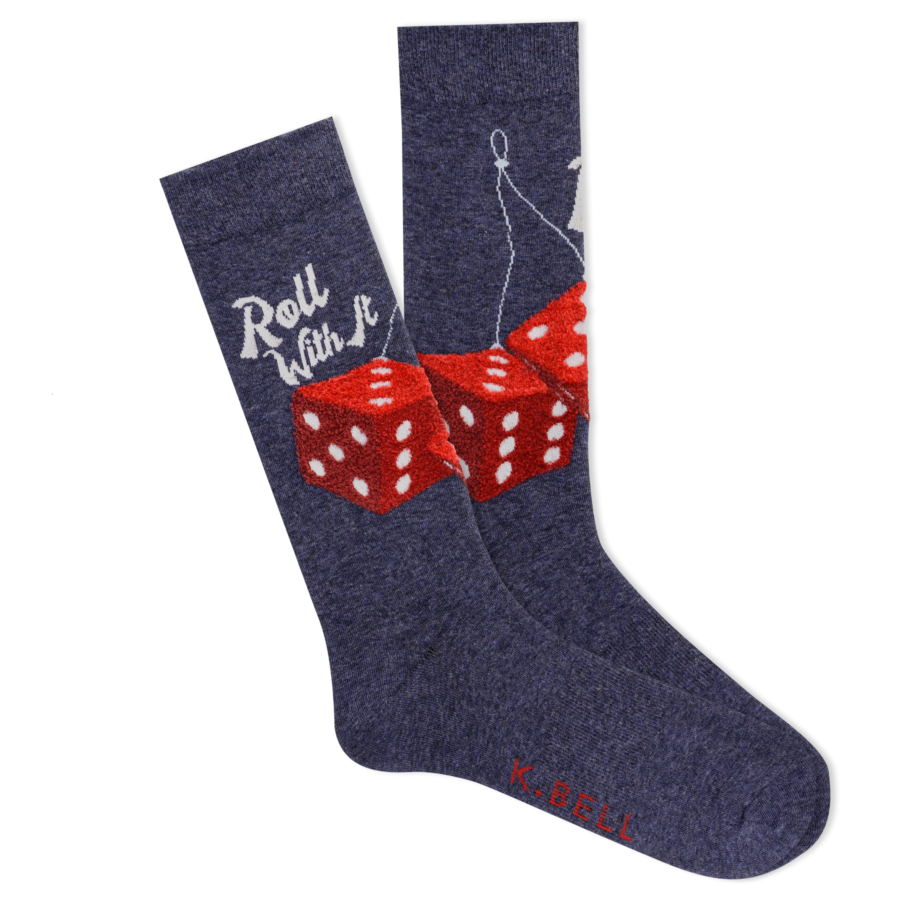 K.Bell Men's Fuzzy Dice Crew Sock