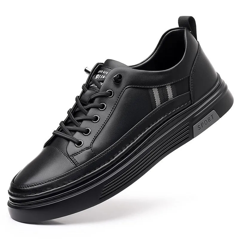 Leather Sneakers Casual Pointed Toe Comfortable Breathable Lace-Up Shoes | L8081