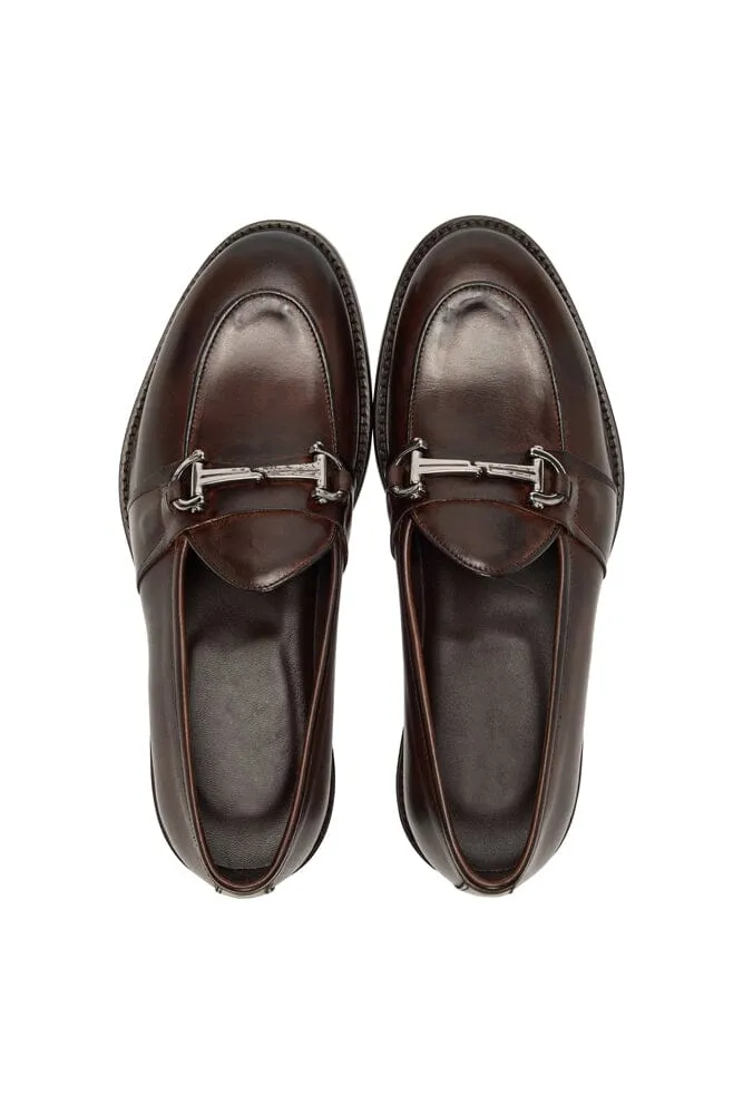 Loafer with Buckle - Dark Brown Italian Leather (1302)