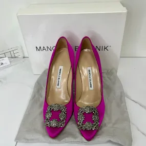 Manolo Blahnik Satin Jewel Buckle Pumps (105mm) - Size 37.5