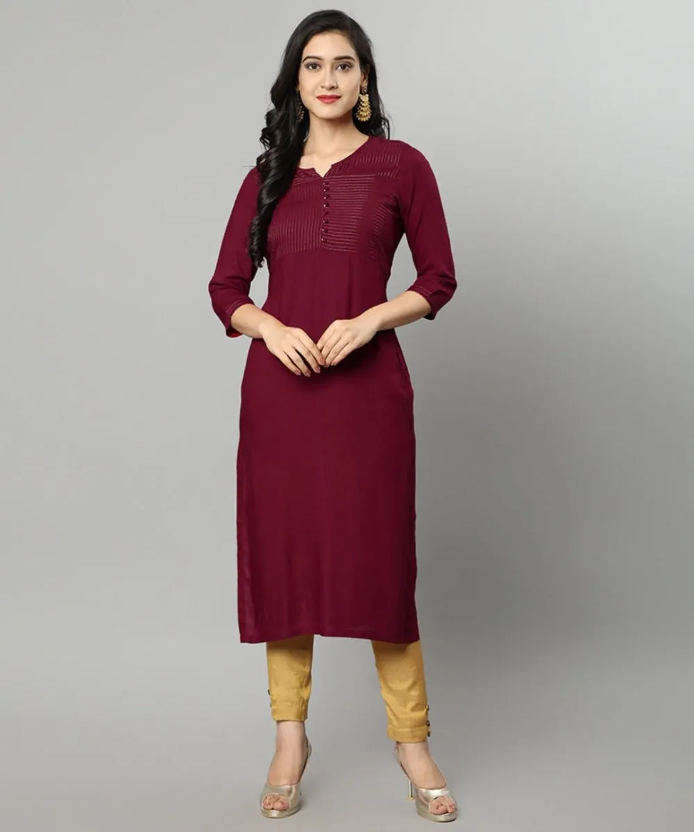 Maroon Rayon Sonapani Kurta