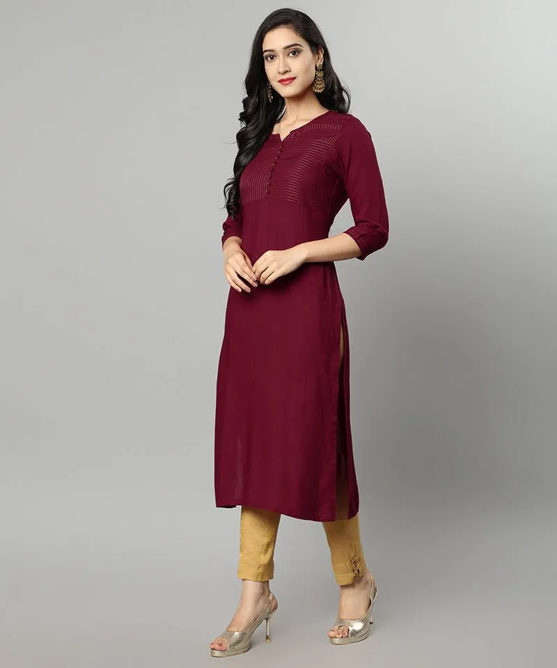 Maroon Rayon Sonapani Kurta