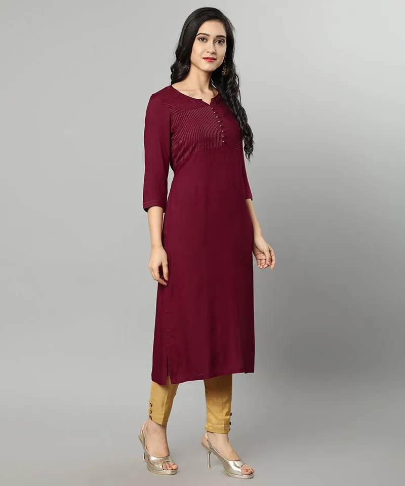 Maroon Rayon Sonapani Kurta