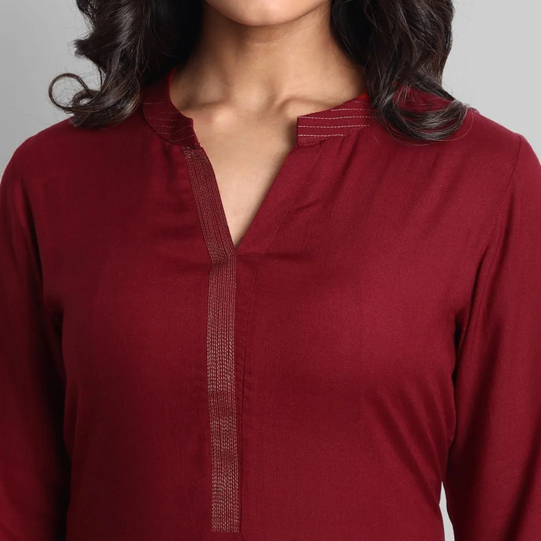 Maroon Rayon Swapna Kurta