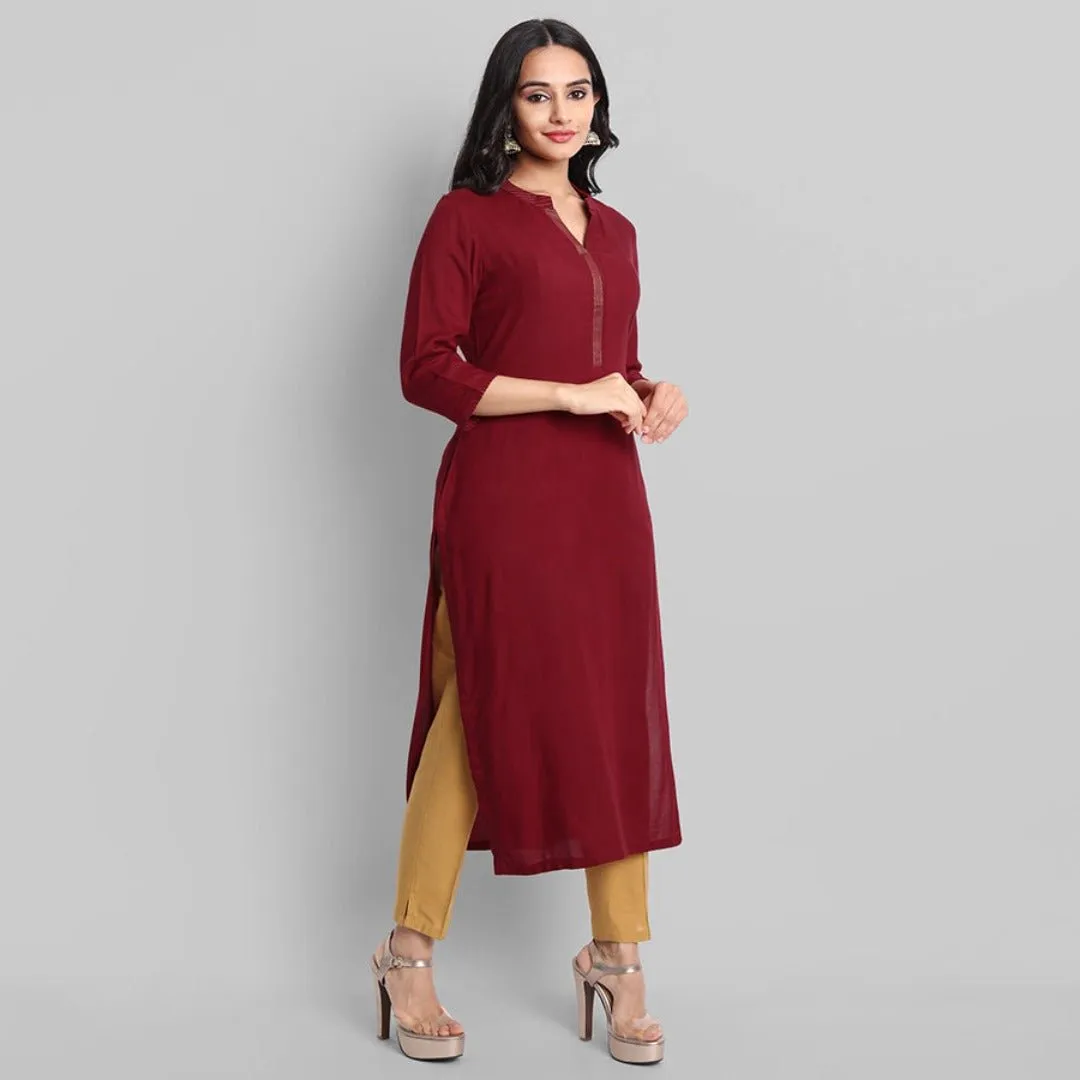 Maroon Rayon Swapna Kurta