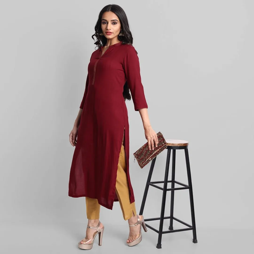 Maroon Rayon Swapna Kurta