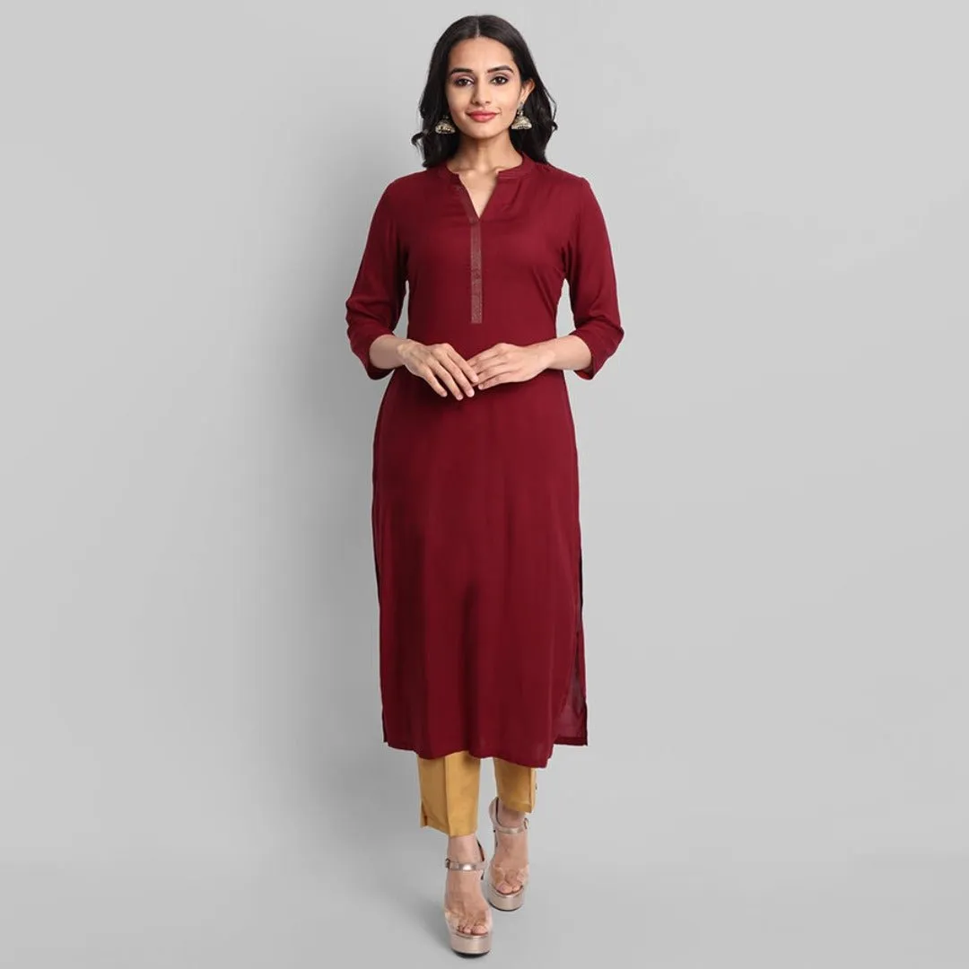 Maroon Rayon Swapna Kurta