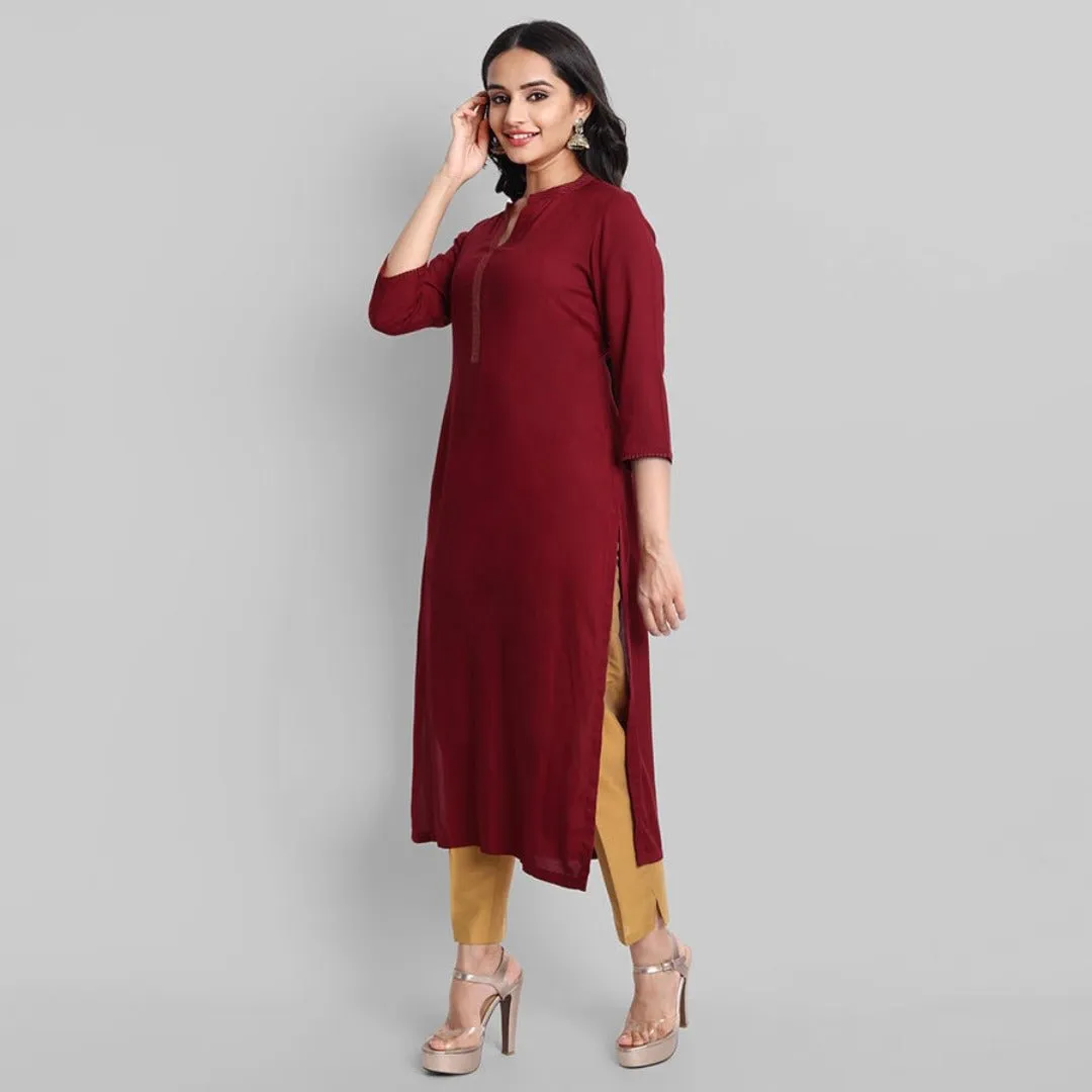 Maroon Rayon Swapna Kurta