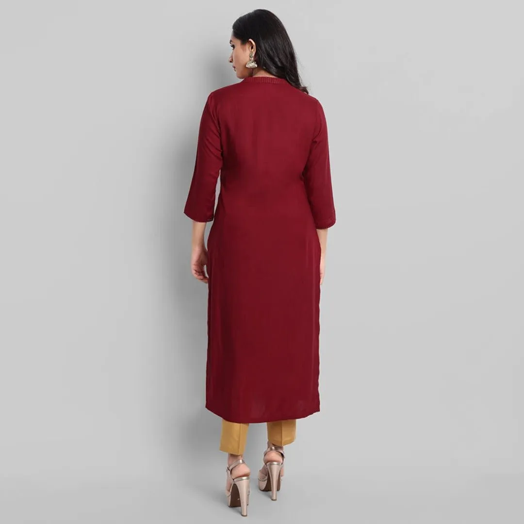 Maroon Rayon Swapna Kurta