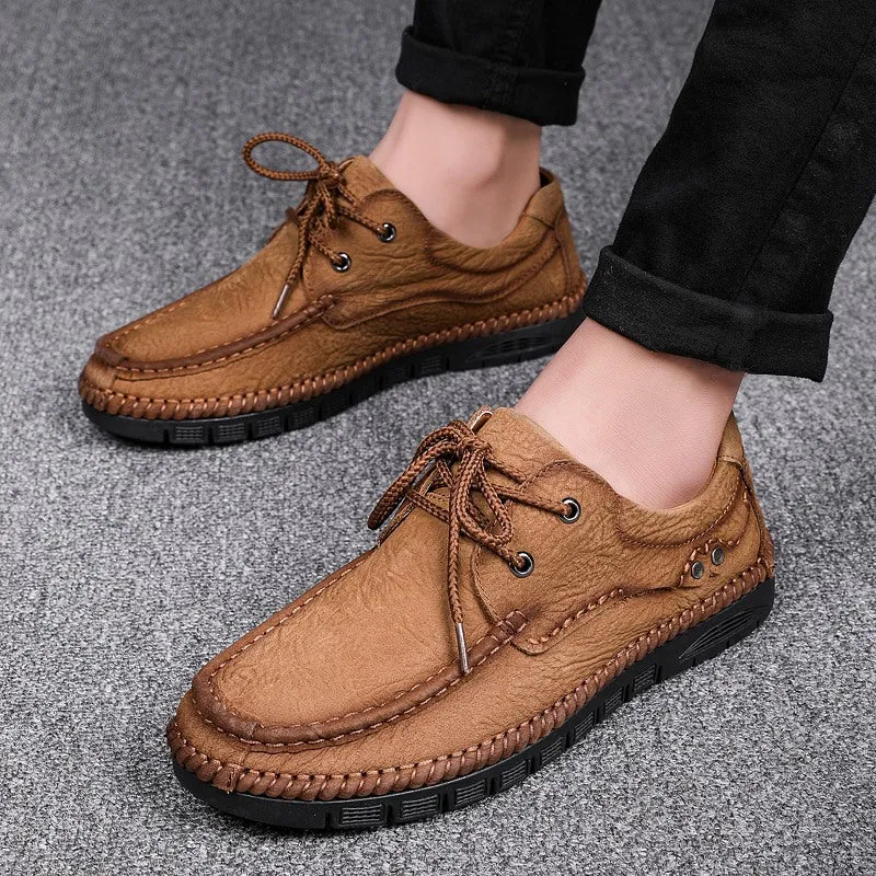 Men's Genuine Leather Lace-Up Casual Shoes Leisure Footwear | 88139