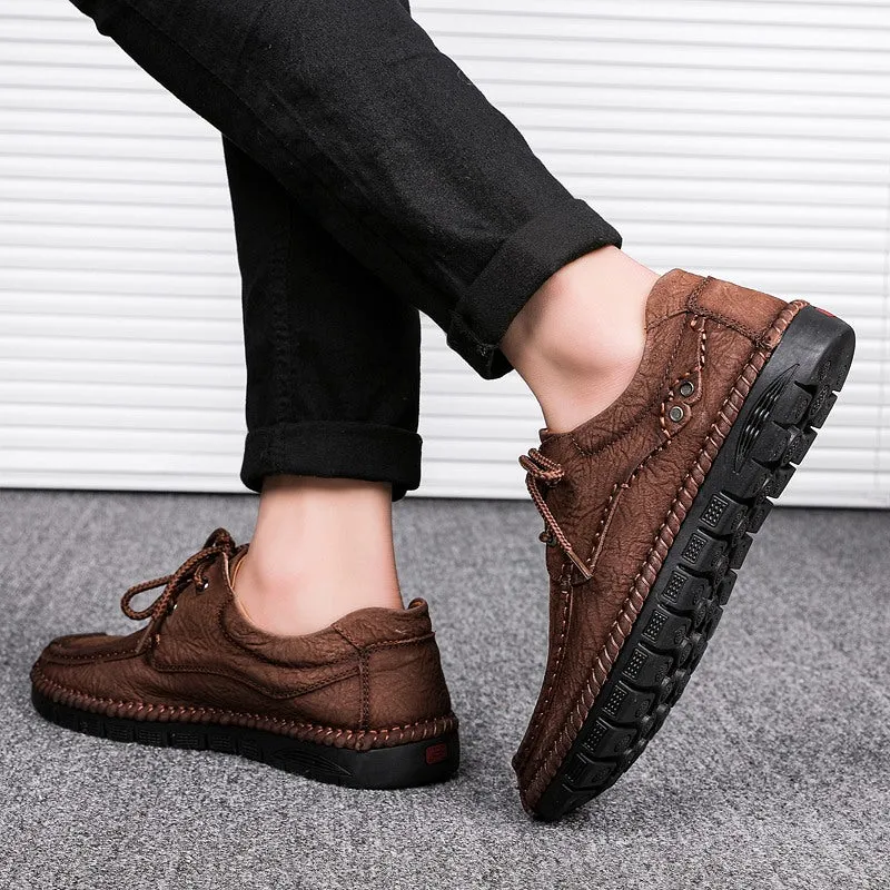 Men's Genuine Leather Lace-Up Casual Shoes Leisure Footwear | 88139