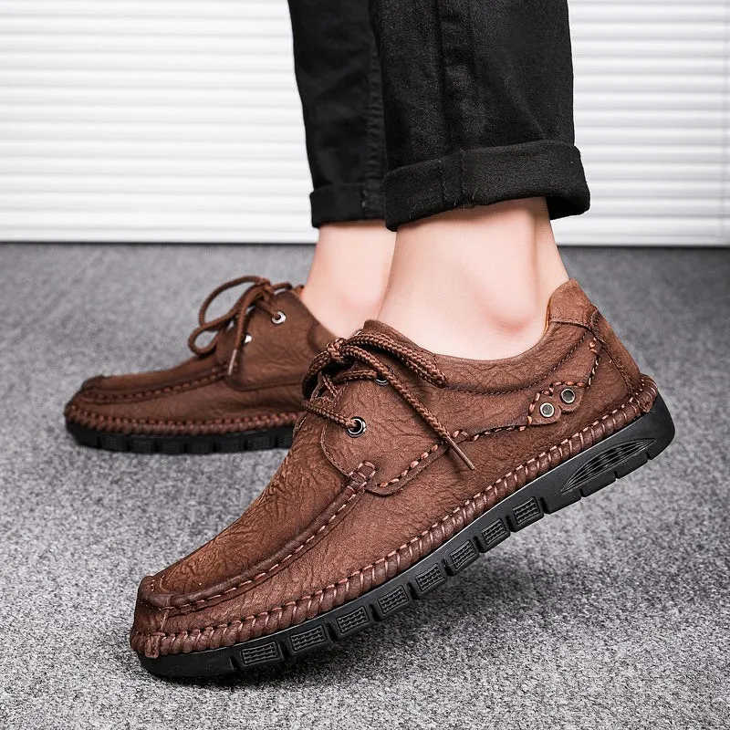 Men's Genuine Leather Lace-Up Casual Shoes Leisure Footwear | 88139