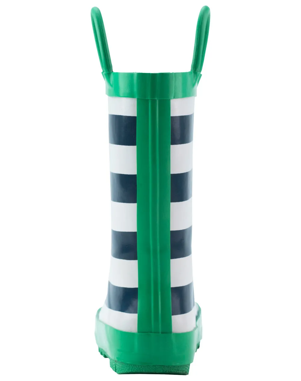 OAKI Blue, Green & White Stripes Loop Handle Rubber Rain Boots