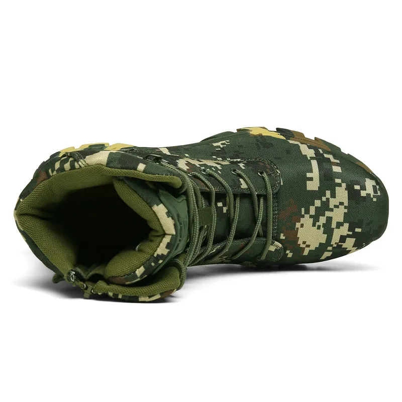 Outdoor Training Camouflage Men’s Shoes Army Combat Boots With Side Zipper |Q3-1