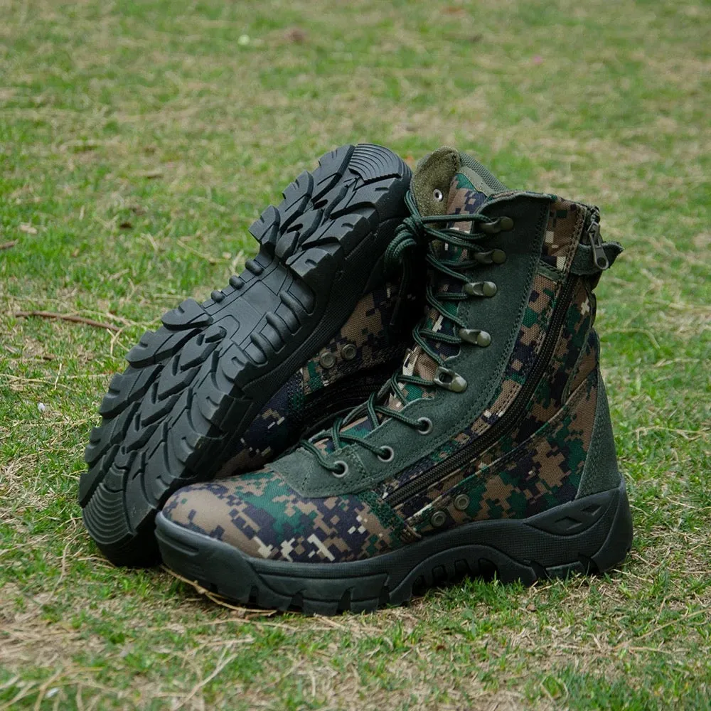 Outdoor Training Camouflage Men’s Shoes Army Combat Boots With Side Zipper |Q3-1