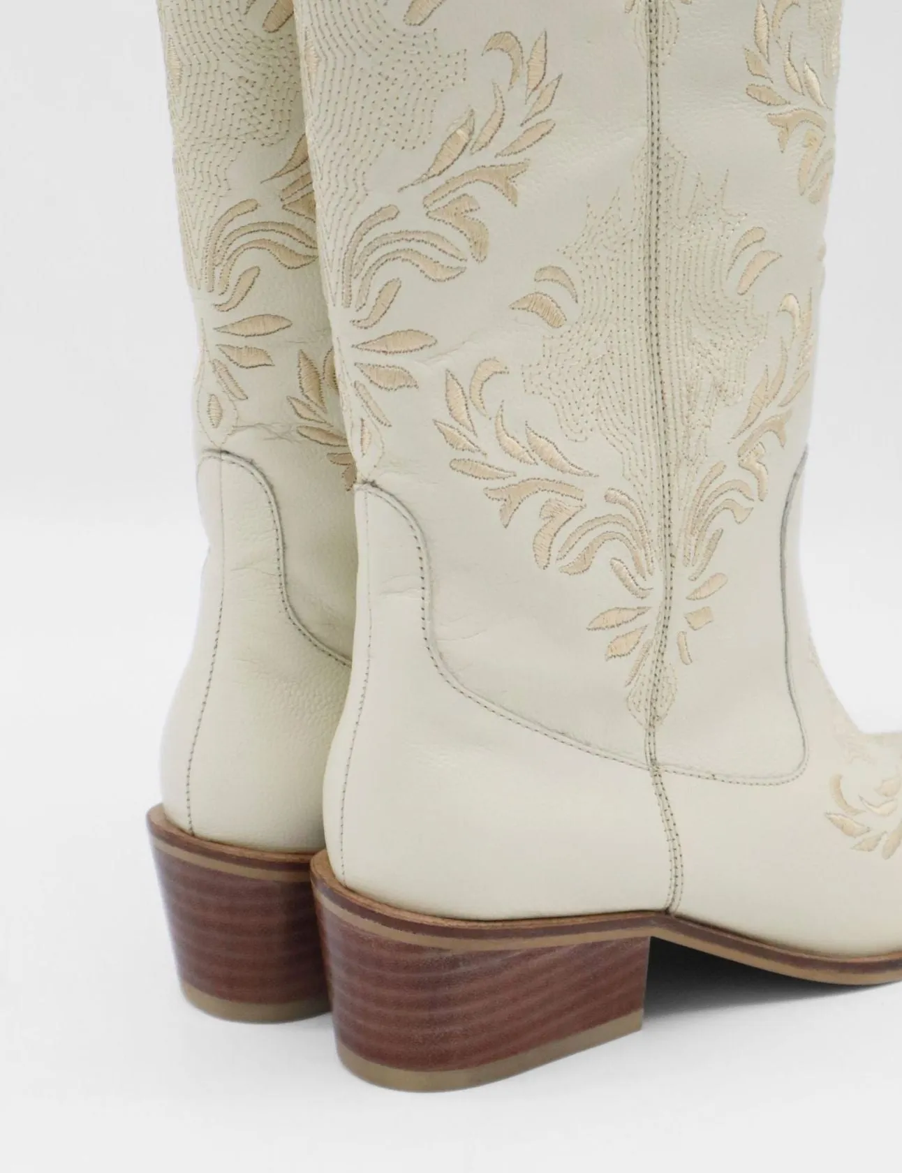 PRE-ORDER (Ships by 11/25/24)Jolene western cowboy boots in off white leather women's shoes