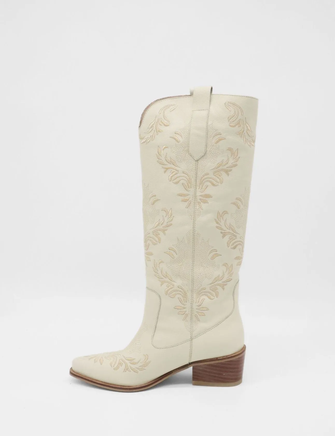 PRE-ORDER (Ships by 11/25/24)Jolene western cowboy boots in off white leather women's shoes