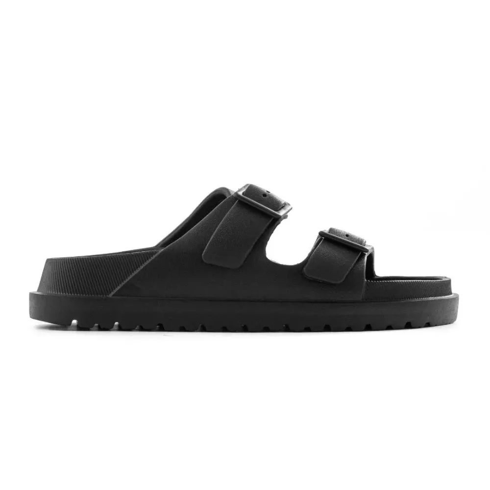 Pull & Bear RUBBERISED SANDALS WITH BUCKLES WOMEN - BLK