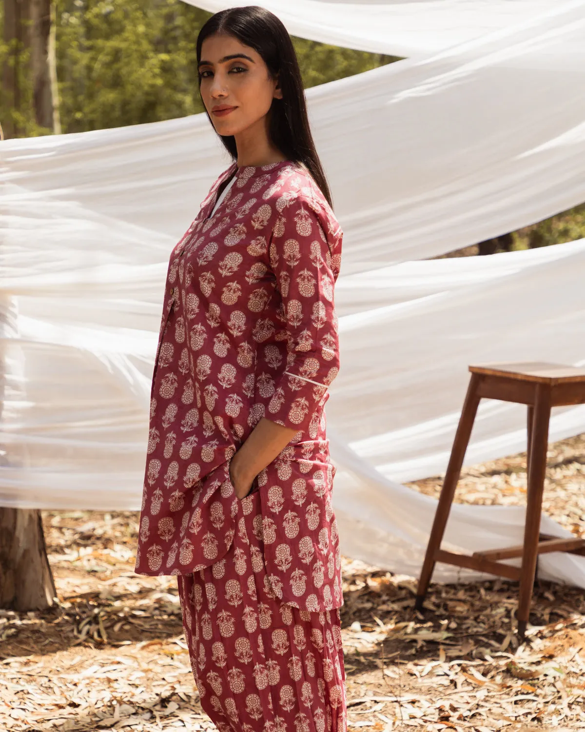 Samiya Pink Kurta with Harem Pant - Set of 2