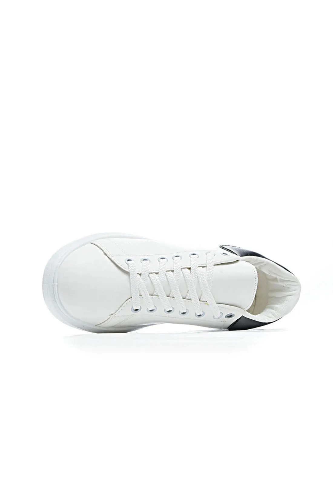 Sneakers - Leather - Basic Lace-Up - White & Black