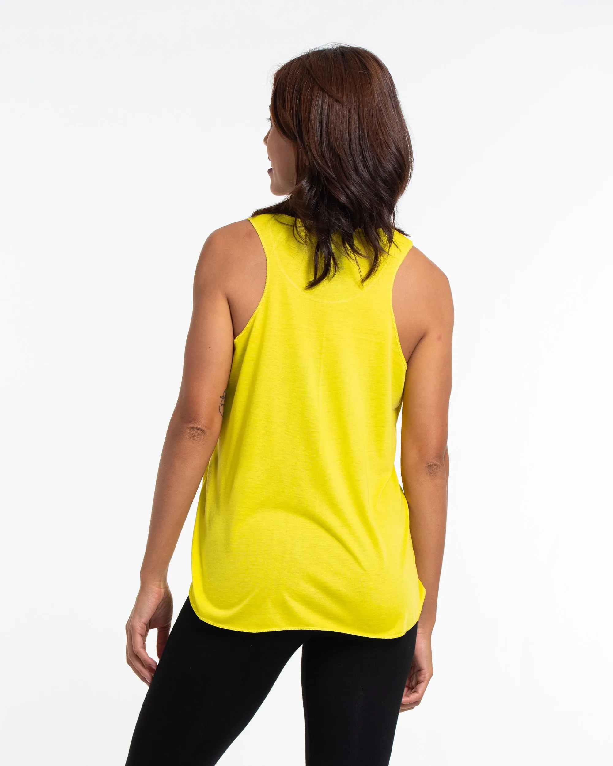 Super Soft Cotton Womens Meditation Tree Tank Top in Yellow