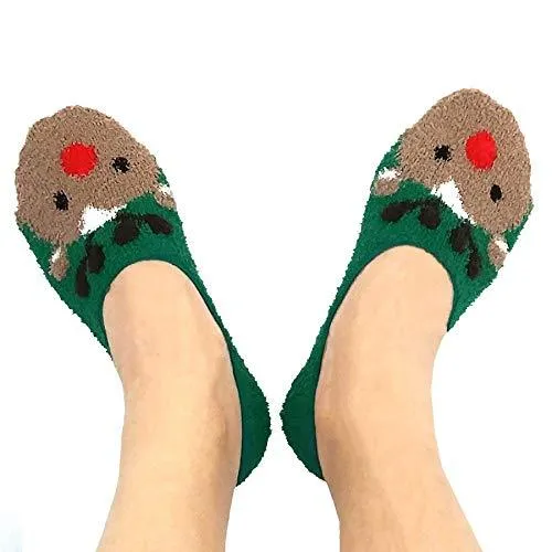 TeeHee Socks Women's Christmas Polyester Cozy Slipper Assorted 3-Pack (X2001)