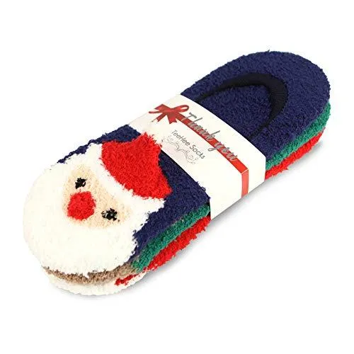 TeeHee Socks Women's Christmas Polyester Cozy Slipper Assorted 3-Pack (X2001)