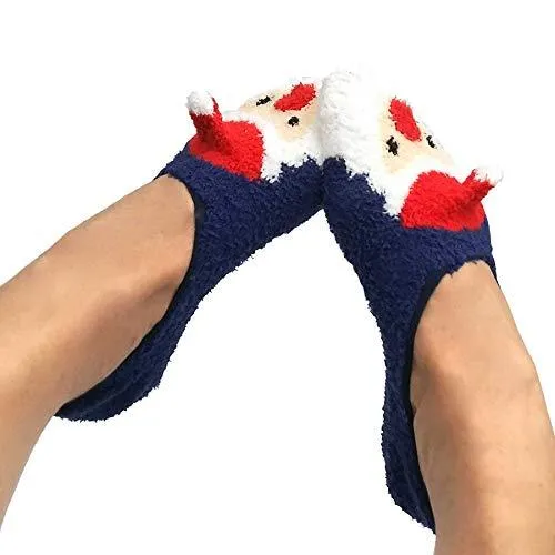 TeeHee Socks Women's Christmas Polyester Cozy Slipper Assorted 3-Pack (X2001)