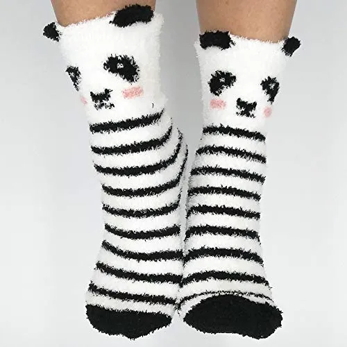 TeeHee Socks Women's Fuzzy Polyester Crew 2-Pack (R2012)