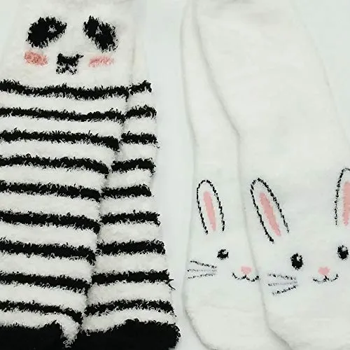 TeeHee Socks Women's Fuzzy Polyester Crew 2-Pack (R2012)