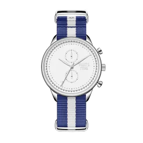 White & Silver - Blue & White Canvas Band