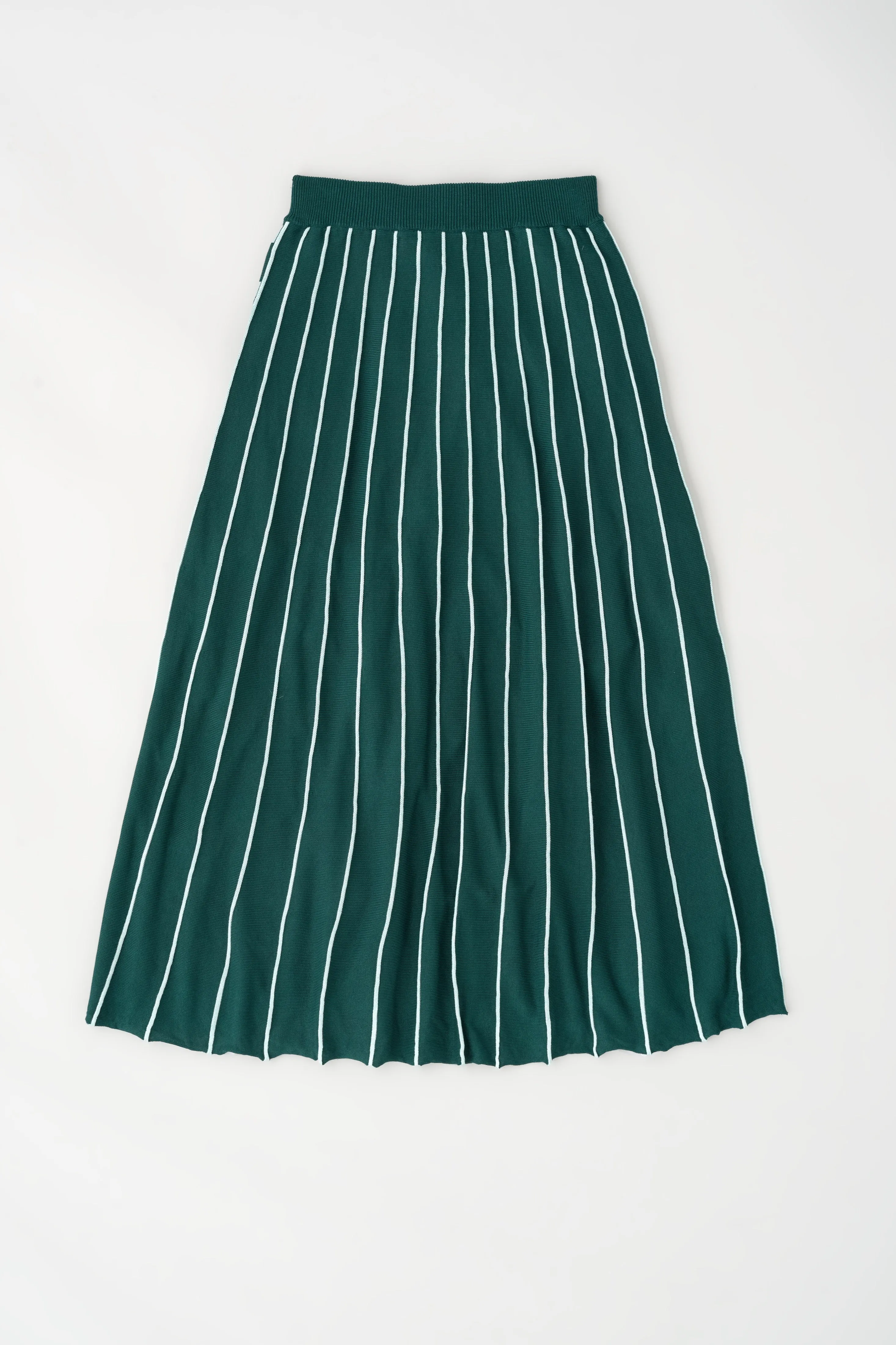 Women's Fine Knit Skirt in Racing Green/Pale Jade